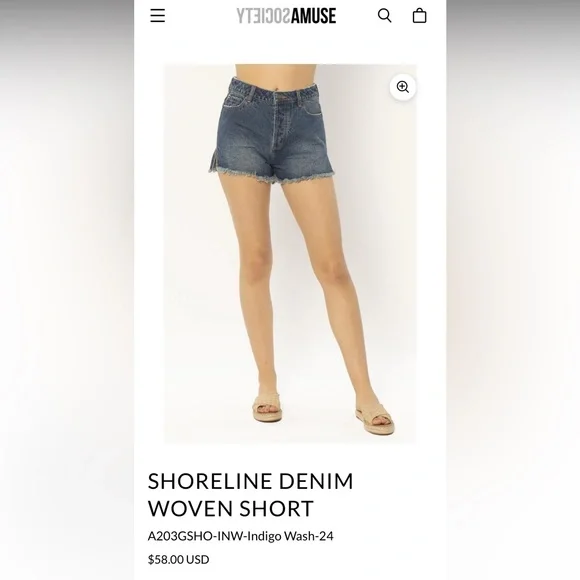 NWT Amuse Society Shoreline Denim Woven Short Size 27 - Picture 8 of 8
